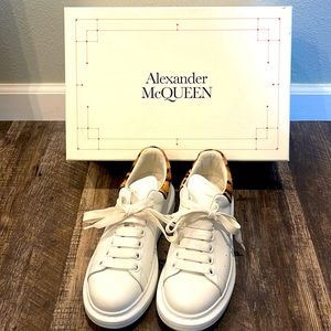 Alexander McQueen White ✖️ Leopard, Size 38.5